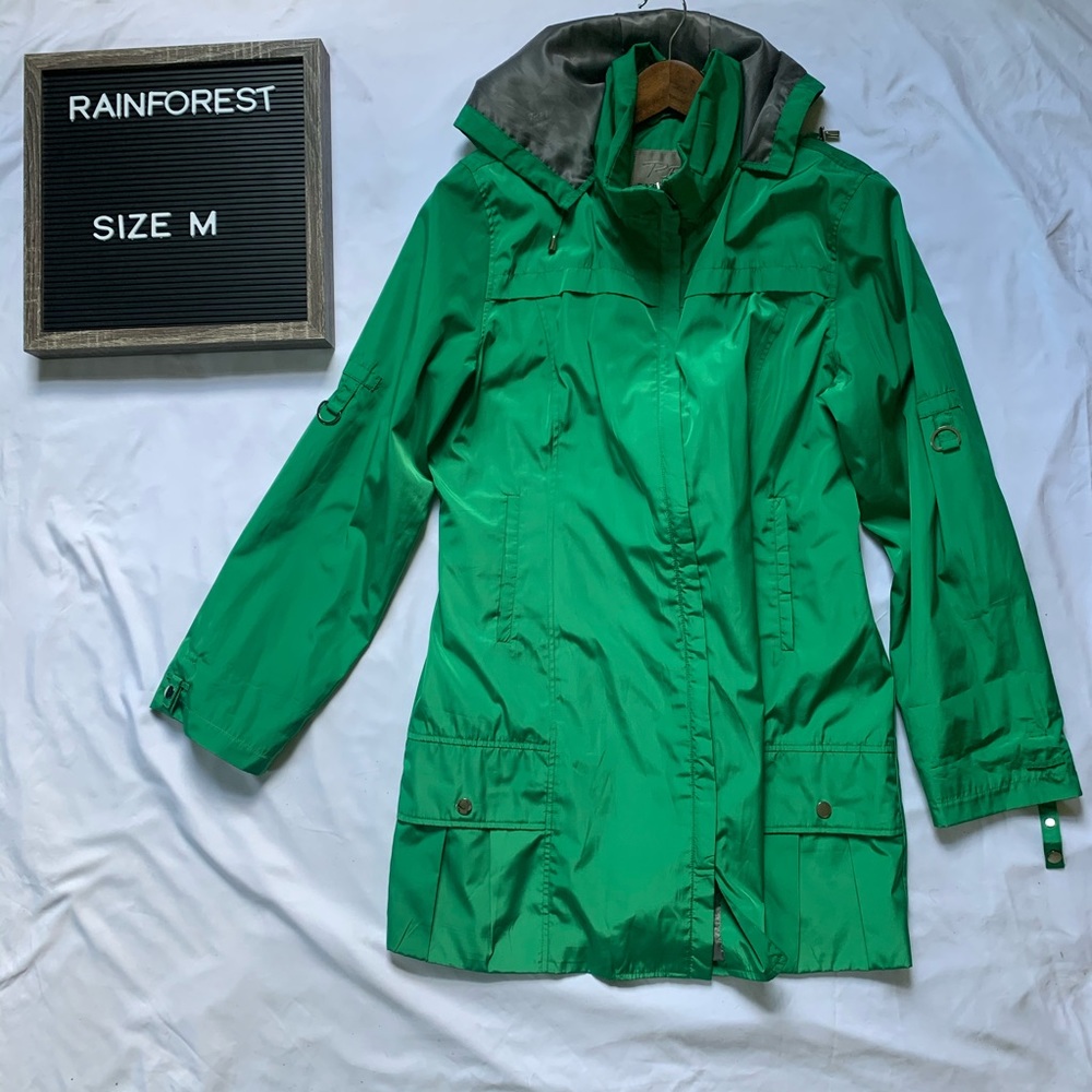 Rainforest bright green raincoat